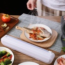Plastic Wrap Dispenser with Cutter,Reusable Food Wrap Cutter, Cling Film Cutter for Kitchen Drawer,Hangable and Easily fits in Drawer (Color : White)