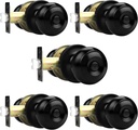 Probrico Matte Black Privacy Doors Knobs, Bed/Bath Door Locks Keyless Interior Door Handles, 5 Pack