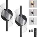 Cordless Wall Sconces Set of 2, Helical Wireless Rechargeable Battery Wall Light with Remote Control Dimmable. Portable Lighting for Wall Painting, Living Room, Bedroom, Night Light. 11.8''Black