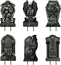 6 PCS 16.9" x9.8" Halloween Yard Signs Graveyard Tombstones Halloween Outdoor Decorations, Gravestones Yard Signs with Stakes Scary Lawn Decor Party Supplies