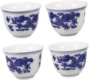 4pcs Blue and White Porcelain Chinese Teacups Small Ceramic Wine Cups Portable Sake Cups for Tea or Liquor