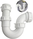 DIA 40MM Sink Drain Pipe Swivel P Trap with 75mm Water Seal for Bathroom & Kitchen - Easy Install Kitchen Sink Plumbing Kit