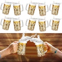 Mifoci 10 Pcs 12 oz Plastic Beer Mug with Handles Oktoberfest Acrylic Beer Stein Bulk Clear Glasses Drinking Cups for Bar Cocktail Juice Alcohol Soda Party, Dishwasher Safe
