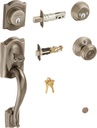 SCHLAGE F62CAM620GEO Camelot Handleset Keyed 2-Sides with Georgian Knob, Antique Pewter