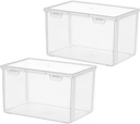 2Pcs Airtight Bread Storage Containers Plastic Kitchen Bread Box with Flip Lid for Fridge Organization Home Storage for Fresh Bread and Cheese