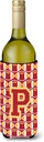 Caroline's Treasures CJ1070-PLITERK Letter P Football Cardinal and Gold Wine Bottle Hugger Bottle Cooler Sleeve Hugger Machine Washable Collapsible Insulator Beverage Insulated Holder