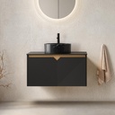 LKTART Floating 30 Inch Bathroom Vanity with Sink, Modern Wall Mounted Bathroom Storage Cabinet, Metal Stripes and 2 Doors, Black Ceramic Sink with Stone Pattern and Black Sintered Stone Top