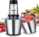 Food Processor, 2 Stainless Steel Bowls, 14Cup, 500W Powerful Electric Meat Grinder, 3 Speed Modes 4 Bi-Level Blades for Onion, Meat, Nuts, Fruit, Garlic, Vegetable, Baby Food