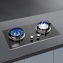 Gas Stove Cooktop, 2 Burner Natural Gas Stove with Windproof Pot Racks, Tempered Glass Burners Stove for Home Apartment, Energy Saving