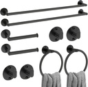 Matte Black Bathroom Accessories Set, 10 Pieces Bathroom Hardware Set, 24 Inch Stainless Steel Bath Towel Bar Set, Towel Racks for Bathroom, Robe Towel Hooks, Toilet Paper Holder Wall Mounted