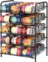 MOOACE Can Rack Organizer, 5 Tier Can Storage Dispenser Holds up to 60 Cans, Can Organizer, Great for the Pantry Shelf, Kitchen Cabinet or Counter-top, Cabinet, Canned Food Organizer, Black