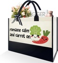 Vegetarian Grocery Tote Bag for Women, Funny Teachers Week First Day Back to School Gifts, Mother's Day Gifts for Mom, Romaine Calm and Carrot On