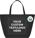 DISCOUNT PROMOS Custom Southern Style Grocery Tote Bags Set of 10 - Personalized Bulk Pack, Reusable Grocery & Shopping Bags - Great for Travel, Carry on Bag, Business Promotions - Black - 20"X13"X8"