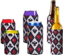 6 Pcs Retro Can Cooler Sleeves for 12&16 oz Bottles&Can Koozies for Beer&Soda Pop Casino Night Drink Insulators Playing Cards Party Decorations for Poker Nights, Game Tables&Club Gatherings