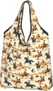 Retro Western Cowboy B Print Reusable Grocery Bags Shopping Bags - Foldable Grocery Bag Tote Bag with Handles