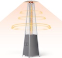 Pyramid Propane Patio Heater, 48,000 BTU Outdoor Patio Heater with Glass Tube Flame & Cover, CSA Certified Gas Heater for Backyard, Garden, Restaurant (1 Heater)