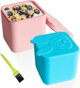 Leakproof Dips Containers Compatible with Most Bento Lunch Box, 2x 4 oz Salad Dressing Container To Go with Lids, Small Silicone Snack Condiment Container for kids(Pink&Blue)