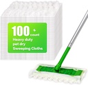 Heavy Duty Dry Sweeping Cloths Compatible with Sweeper Mop, Microfiber Duster Mop Pads Refills for Cleaning Hardwood Floor Dust and Pet Hair, Disposable (100)