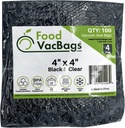 FoodVacBags 4" X 4" Black Back Clear Front Embossed Vacuum Sealer Bags Pouches (100 count)