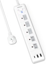 2 Prong Power Strip, WRXDMC 2 Prong to 3 Prong Outlet Adapter, 5ft Extension Cord with Polarized Plug, 1680J Surge Protector, 5 AC Outlets & 3 USB, Wall Mountable, Ideal for Non-Grounded Outlets
