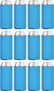 TahoeBay Slim Can Coolers (12-Pack) Blank Neoprene Beer Sleeves (Neon Blue)