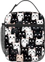 Black White Cat Lunch Box for Women Men Kids Adult Insulated Lunch Bag Reusable Lunch Cooler Tote Bag Portable Lunchbox for School Work Picnic