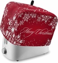 Red Christmas 2 Slice Toaster Cover, Snowflakes Christmas Star White Snowflake Small Appliance Cover Toaster Dustproof Fingerprint Protectors Machine Washable, Small Size Bread Machine Cover