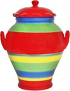 ACK Tuscany Colorful Hand Painted Rainbow Cookie Jar, Ceramic Cookie Jar with Lid and and Rubber Seal, Food Storage Jar, Kitchen Décor, Snack Storage Container for Cookie,Candy