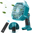 Fan for Makita 18V Battery, Battery Powered Fan with LED Lantern Function, Remote, 4H Timer, Portable Cordless Jobsite Fan Outdoor Rechargeable Camping Fan
