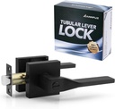 Square Privacy Lever Door Handle Lock Without Key,Interior Turning-Thumb & Keyless Exterior Emergency Access for Bedroom,Bathroom,Room,Reversible Left&Right Handle Heavy Duty(Matte Black)