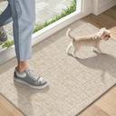 LEKEEPGO Ultra Thin Indoor Door Mat 17"x29", Low-Profile Door Mat Indoor Entrance, Non Slip Rubber Backing Inside Doormat Washable Welcome Front Entryway Dirt Trapper Entry Mat, Khaki