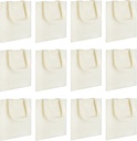 12 Pcs Mini Canvas Tote Bags, Blank Canvas Bag, Reusable Grocery Bags, DIY Sacks Goody Bags for Kids Christmas Tote Gift Bag(Beige,8.6 x7.8 inch)