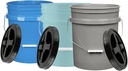 House Naturals 5 Gallon Food Grade Bucket Pail with Airtight Screw on Lid (Pack of 3) BPA Free Made in USA- 3 Colors (Aqua, Blue, Gray, Black lids)