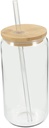 Milk Tea Glass Cup Bamboo Lid and Straw High Temperature Resistant Beverage Tumbler for Juices Cocktails and Daily Use