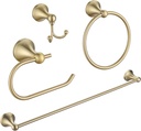 4 Piece Gold Bathroom Hardware Set - Brushed Gold Bathroom Accessories, 23.6 Inch Towel Bar | Towel Hook | Toilet Paper Holder | Hand Towel Holder