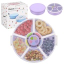 Snack Rotator Container Reusable Snack Box with 5 Compartment Dispenser and Lid, Color Matching Opening Lid, BPA and PVC Free, for Home, School, Travel (2 Pack- Purple)
