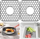 EEEkit 2PCS Sink Protectors for Kitchen Sink, 12.4×11.5 inch Non-Slip Silicone Mat for Bottom of Stainless Steel and Ceramic Sinks