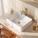 DeerValley Vessel Sink Rectangle 19"x15" Bathroom Sink, White Ceramic Rectangular Sink Above Counter Porcelain Art Basin,19 Inch Bathroom Sinks, DV-1V031