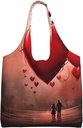Valentine's Day Canvas Tote Bag Reusable Grocery Bags Shopping Bags Large Canvas Bags with Handles