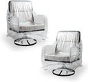 Transparent Patio Swivel Chair Covers 2 Pack, Waterproof Clear PVC Outdoor Furniture Covers with Silver Edge, Front Buckle & Drawstring for Secure Fit, 33" W x 35" D x 38.5" H