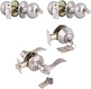 Gobrico Keyed Alike Front Door Exterior Door Lever Lockset with Single Cylinder Deadbolt Combination Set 1Pack and 2 Pack Falt Ball Satin Nickel Finished Entry Door Locksets