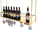 LASEVE Wine Rack, Hanging Wine Rack Gold Champagne Stemware Glass Holder | Bar Wine Cellar Kitchen Counter Metal Wine Floating Holder Storage Display Shelves (Size : 120x25x21cm)