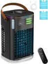 3-IN-1 Portable Air Conditioners, 5400mAh Built-In Battery Personal Evaporative Air Cooler Fan, 2 Ice Packs & 1200ml Water Tank, 1-7h Timer & Remote, Mini Air Conditioner for Car Camping Desktop