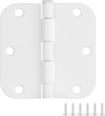 Design House Door Hinge, 3.5 in x 3.5 in, 5/8 in Radius, Interior, Rounded Steel, Removable Pin, Pre-Lubricated, Easy to Install, White Finish, 9 Pack, 189829