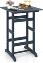 Giantex 42" Height Outdoor Tall Bar Table, HDPE Square Pub Tables with Wood Grains, High Top, Cocktail Bistro Table for Adirondack Chairs, Patio, Garden, Poolside, Yard, Balcony, Navy