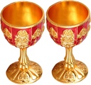 Mikinona 2Pcs Antique Wine Goblets European Style Liquor Cups Lightweight Vintage Drinkware for Whiskey Cocktails and Classic Design for Home and Parties