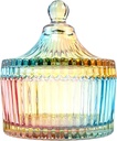 Colorful Crystal Glass Candy Snack Barrel Storage Jar Embossed Luxury Cookie Buffet Canister With Lids Jewelry Box Jar Biscuit Containers