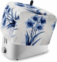 Watercolor Wildflowers Toaster Cover 4 Slice, Kitchen Appliance Covers with Pocket & Loop, Blue Floral Spring Vintage Polyester Bread Machine Covers Dust & Fingerprint Protection