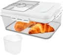 US Bread Box Airtight Bread Storage Container Time Recording Bread Keeper with Lid Multipurpose Bread Container for Homemade Bread Cookies Cereals Snacks(vinegar,transparent color)
