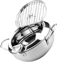 Purpose Induction Cooker Fryer with Lid and Thermometer Temperature Control Lightweight Design for Home Cooking